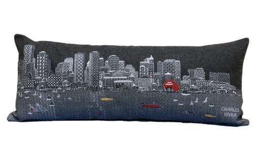 35 Черная Декоративная подушка для поясницы Boston Nighttime Skyline