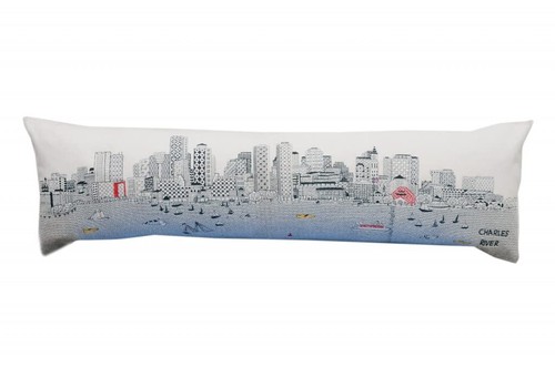 46 Белая Поясничная декоративная подушка Boston Daylight Skyline