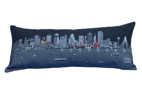 35 Черная декоративная подушка для поясницы Dallas Nighttime Skyline