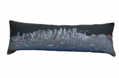 46 Черная декоративная подушка для поясницы Seattle Nighttime Skyline