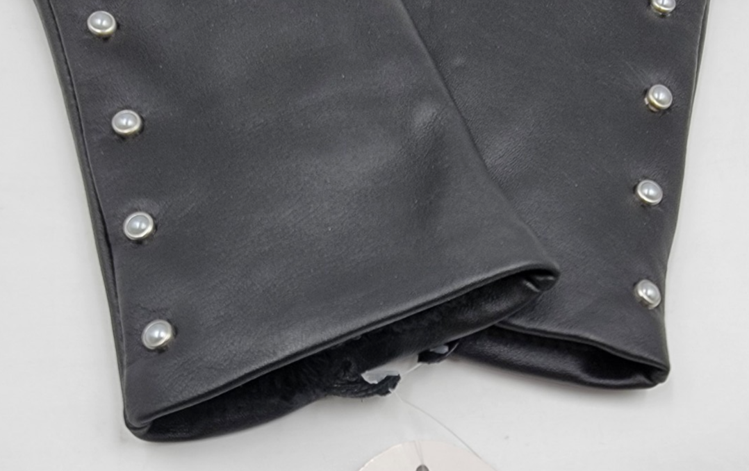 Charter Club Imitation-Pearl & Leather Touch Gloves Women's S Black - Picture 9 of 13