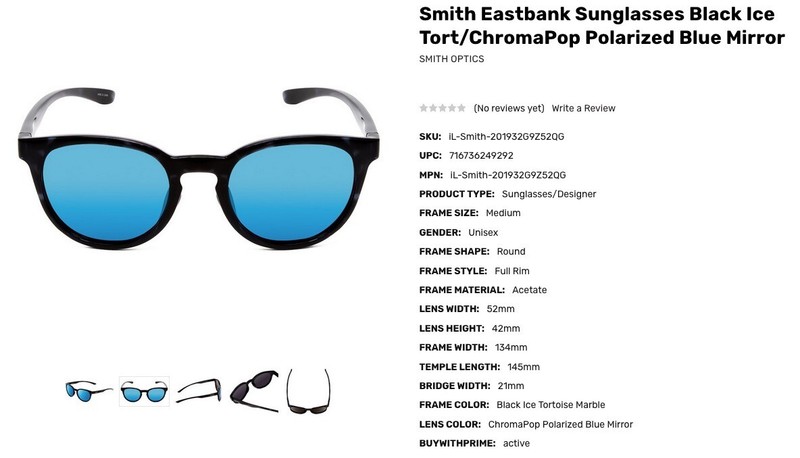 小物 Smith Eastbank Black ice Torto Smith New Eastbank ChromaPop Polarized Black Ice Blue Mirror