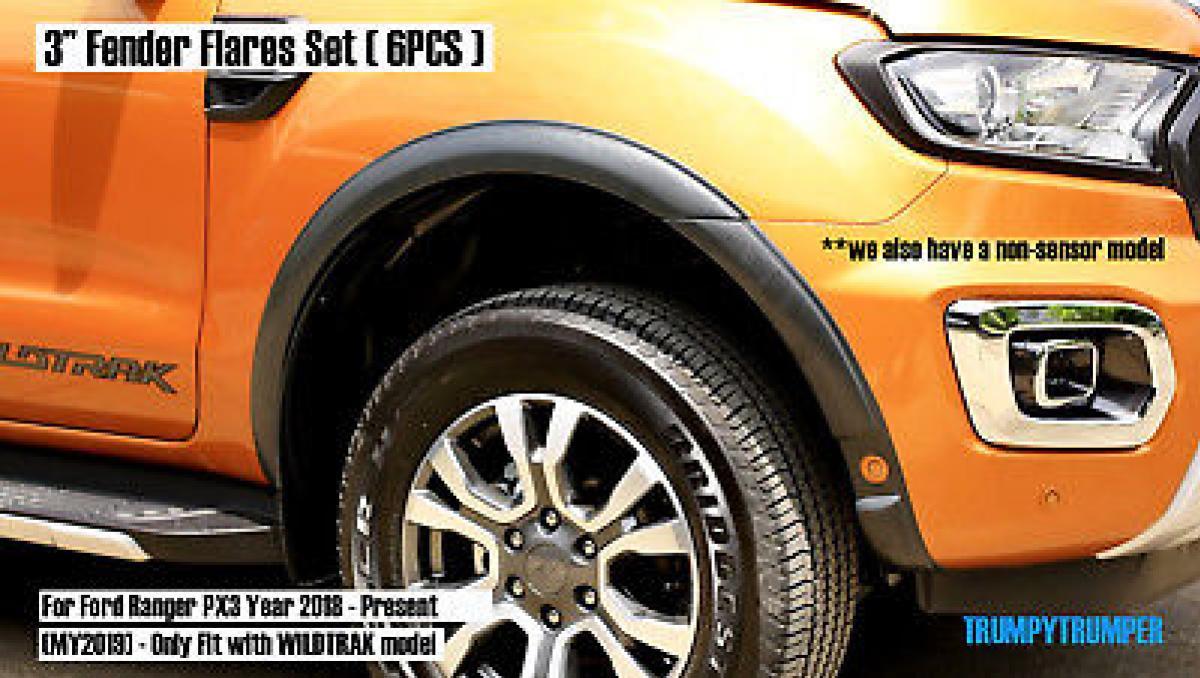 GREY WILDTRAK 3" SLIM FENDER FLARES WHEEL ARCH FOR FORD RANGER 1821
