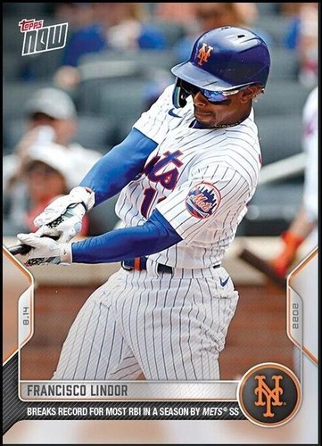 Francisco Lindor Mets on-base record streak 2024 MLB TOPPS