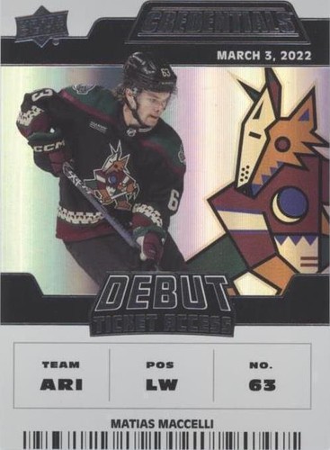 2022-23 Upper Deck Credentials - Matias Maccelli #187