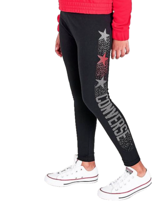 Converse Leggings Youth Girls Large Full Length Rhinestone Logo