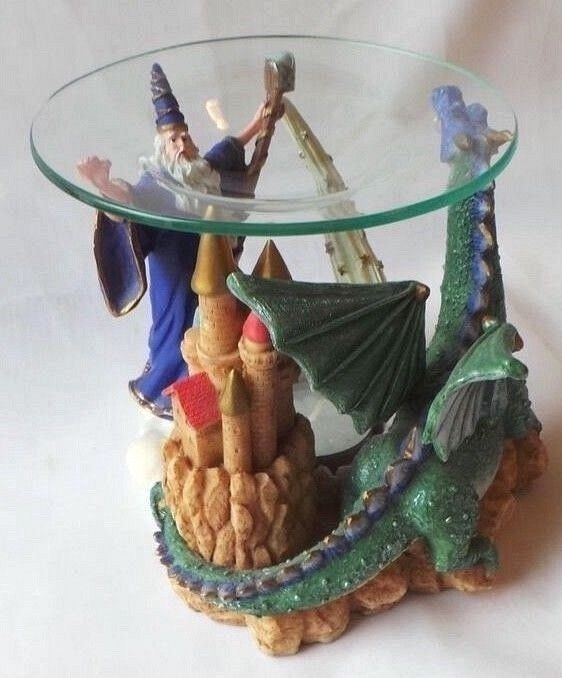 1970s Magical & Mystical Wizard & Dragon Fragrant Aroma Oil Diffuser Figurine