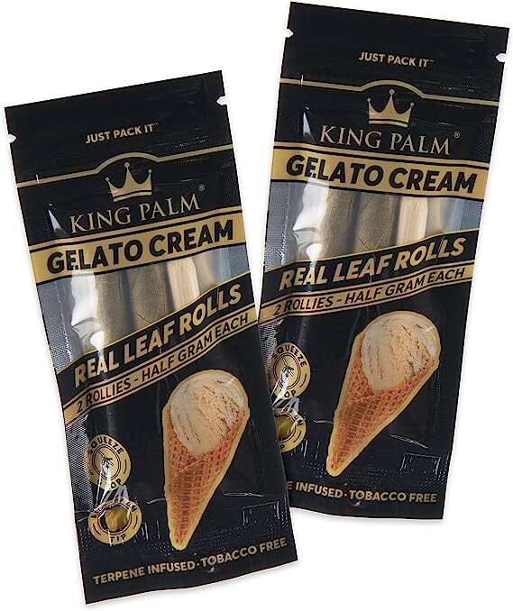 King Palm Flavors Rollie Size Cones - (Gelato Cream, 2 Pack 4 Rolls)