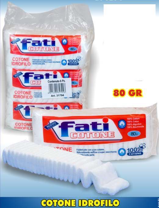 Cotone Idrofilo Ovatta 80g Pronto Soccorso Pulizia Viso Corpo Salute dfh