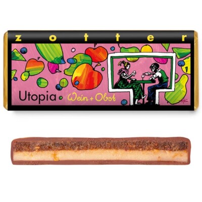 Zotter Handgeschöpfte Schokolade Utopia Wein + Obst 70g (100g= 6,14  )