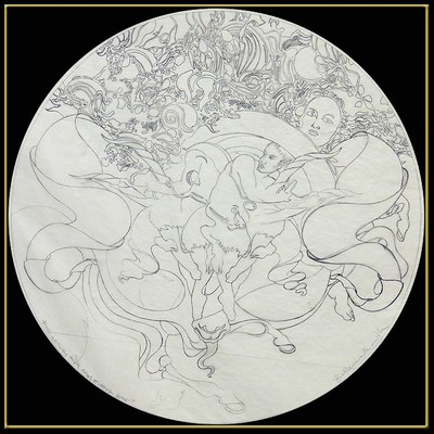 Guillaume AZOULAY Large ORIGINAL DRAWING Study Aries Ram Zodiac Signed Artwork