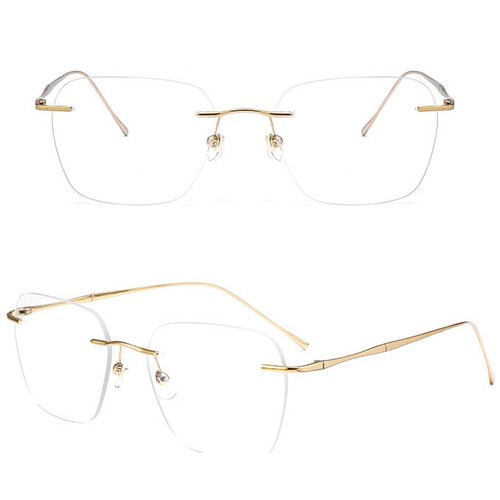 Rimless Titanium Square Eyeglasses For Men Retro Clear Lens Glasses Frames Hot 