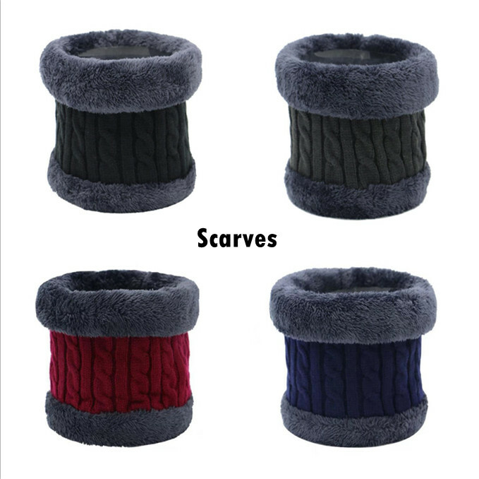 Men's Women's Winter Beanie Hat Scarf Set Fleece Warm Baggy Slouchy Snow Ski Cap