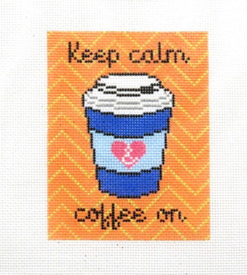 Lauren Bloch Keep Calm Coffee On Ornament Handpainted Needlepoint Canvas