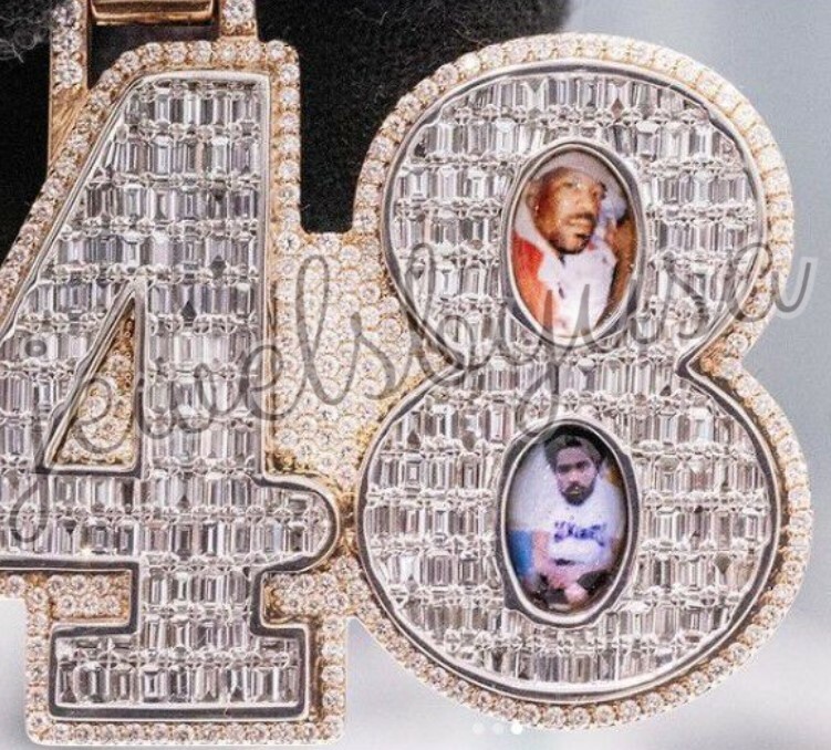 Pre-owned Nsg Men's 3.2ct Baguette Cubic Zirconia "448" Custom Memory Picture Pendant 925 In White