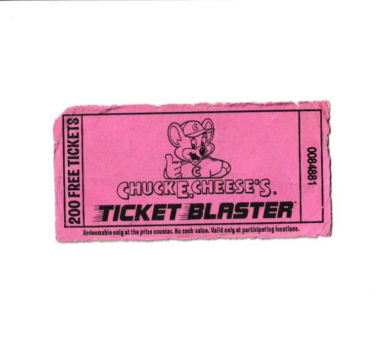 RARE: CHUCK E. CHEESE TICKET BLASTER 200 TICKETS ORIGINAL