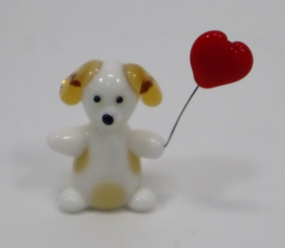D4 1x dog MINIATURE GLASS FIGURINE WITH BALLOON Ganz