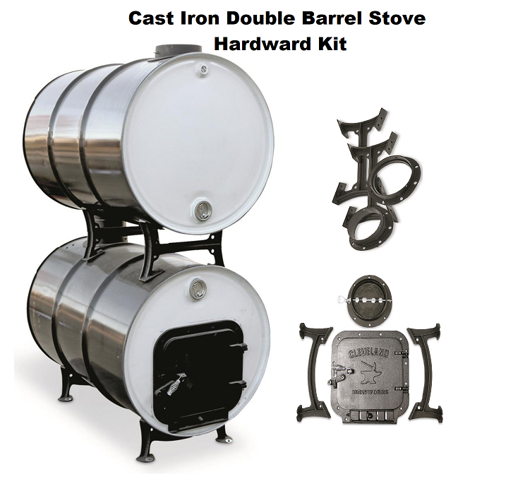 Double Barrel Cast Iron Camp Stove Hardware Kit For Fire Burner Heater Smoker