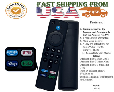 New Replacement Amazon Fire L5B83G Remote 4K 3rd Gen Alexa Voice Control Remote