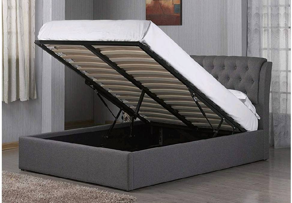 GREY CHESTERFIELD OTTOMAN BED FRAME 5FT (KING SIZE) in Barking