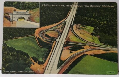 Ariel View Penna Turnpike Blue Mountain Interchange Irwin to Elyria Postcard I1