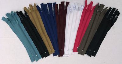 Nylon #3 Zippers 7'' pack of 25 Bulk for Sewing Crafts Assorted Colors