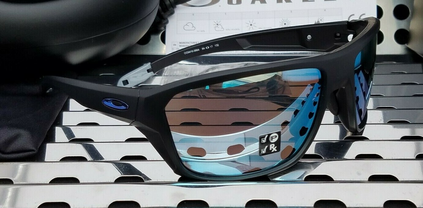 Pre-owned Oakley Split Shot 9416-0664 Sunglasses Matte Blck /prizm Deep H2o Polarized In Blue