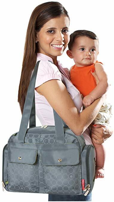 NEW Fisher-Price Diaper Bag Gray Circles - Brand New With Tags