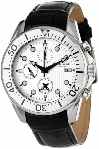 Pre-owned Rudiger Men's R2001-04-001.1l Chemnitz Chronograph Luminous Leather Watch