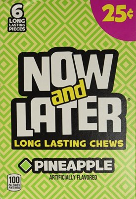 Now and Later Pineapple Flavored Candy, 24 6-piece Bars