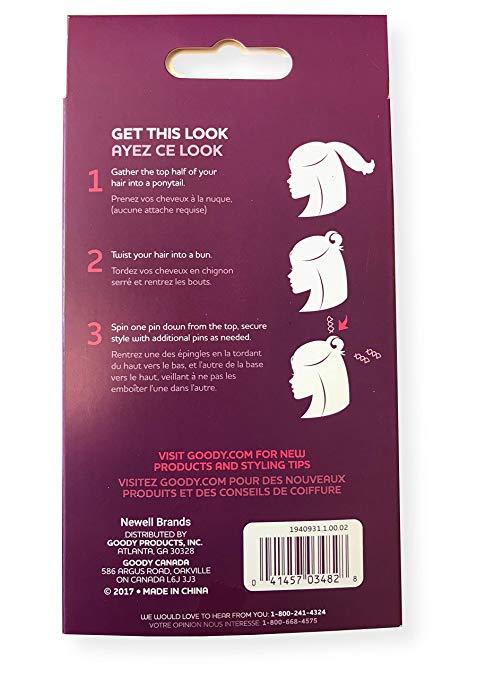 Goody 03482 Simple Styles Mini Spin Hair Pin, Great for All Hair Types, 3-Pack