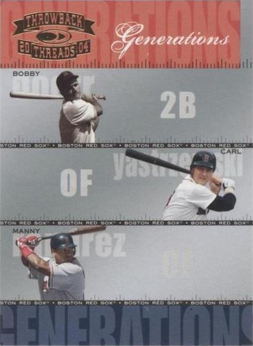 2004 Donruss Throwback Threads - Bobby Doerr Carl Yastrzemski Manny Ramirez #G-10