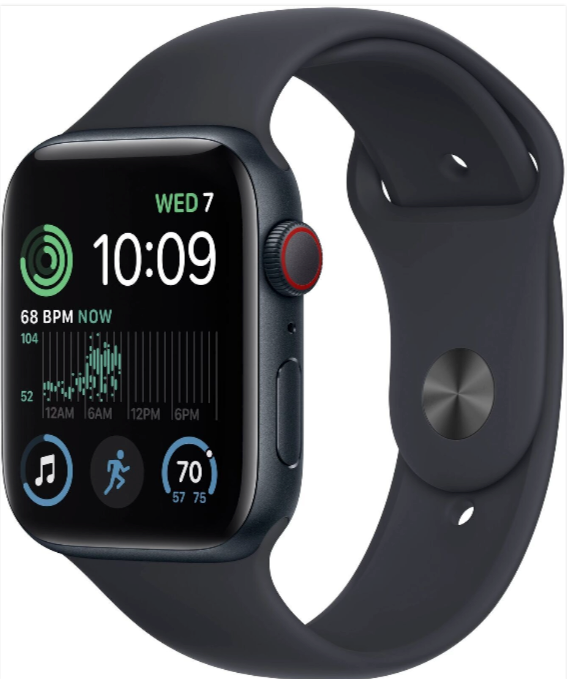 Apple Watch SE (2022) 44mm Midnight Case, M/L Band - Cellular - Excellent