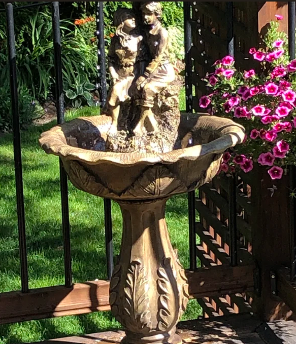 Outdoor Solar Water Fountain 2 Tier Bird Bath Patio Garden Yard Waterfall 3.5 ft