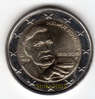 2 EURO COMMEMORATIVO GERMANIA 2018 Helmut SCHMIDT fdc