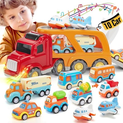hahaland Camion Macchinine 2 anni - Bisarca Giocattolo con 10 pezzi Cars Macchin