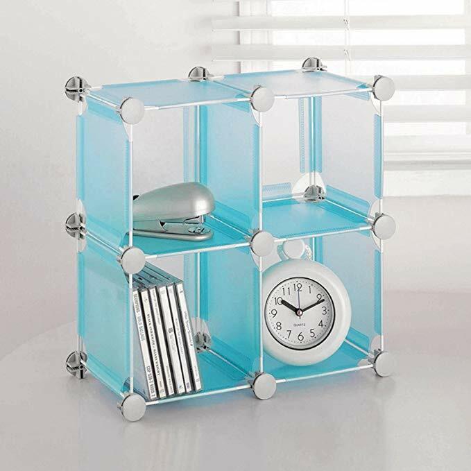 Organize It All Set of 4 Translucent Connecting Storage Cubes – Blue