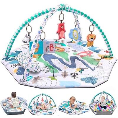 Tummy Time Mat, 10-in-1 Baby Gym Activity Play Mat & Ball Pit, with High Cont...