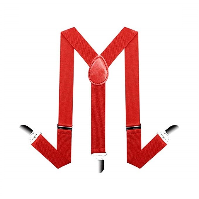 Bretelle Elasticizzate Tinta Unita Uomo Donna Cinghia Regolabile Rosse idea