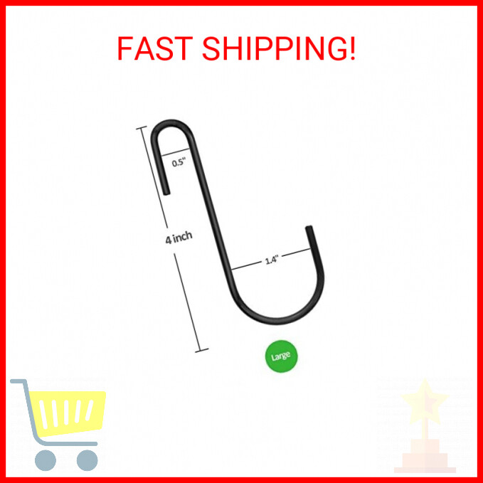 18 Pack ESFUN 4 inch Heavy Duty S Hooks Black Pan Pot Holder Rack Hooks S Shaped