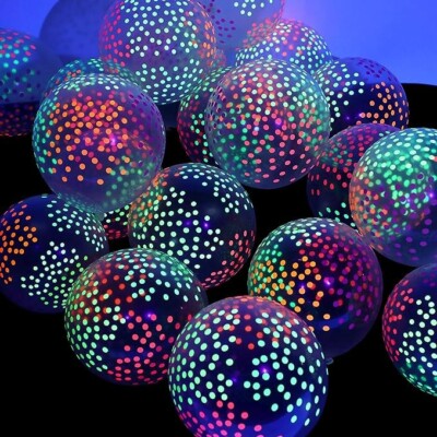 Polka Dot Radium Balloon 12'' 10 Pcs Neon Effect Balloons Disco Night Party Decor