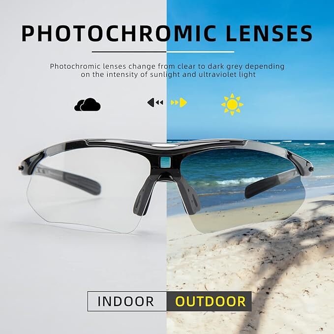 ROCKBROS Cycling Photochromic Sports Sunglasses MTB Road Bike Glasses outdoor