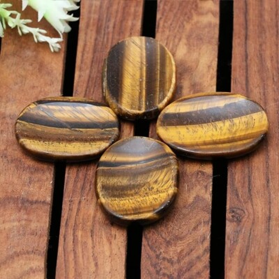 Lot 4Pcs Natural Tiger Eye Worry Palm Pocket Power Stone Rocks Crystal Specimens