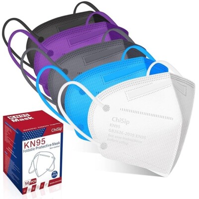 50 PCS KN95 Protective  5 Layers Face Mask Disposable Respirator  5 color