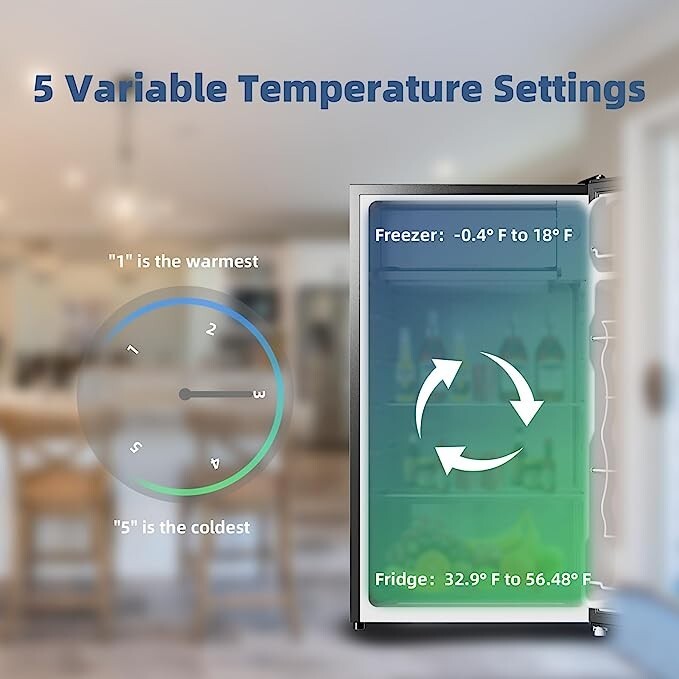 BANGSON Mini Fridge with Freezer, 3.2 Cubic Ft, Single Door Small Refrigerator