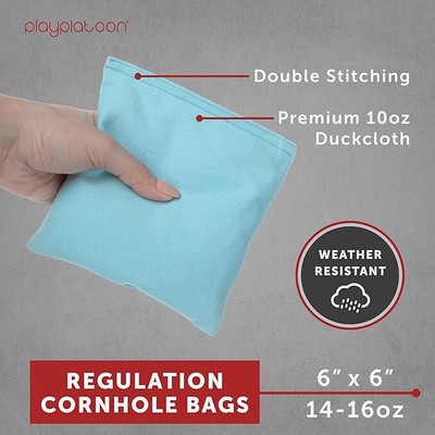 Play Platoon Premium Weather Resistant Cornhole Bags - Light Blue & Gray