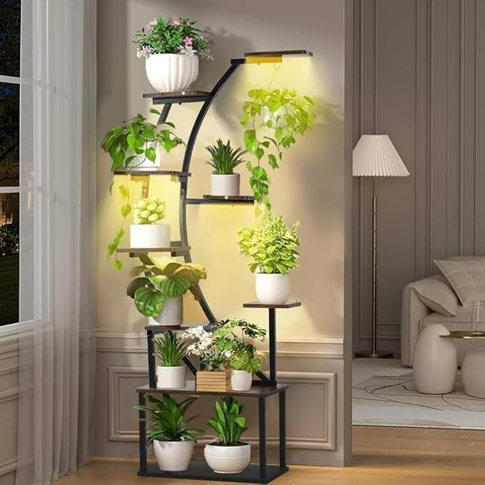 9 Tiered Plant Stand with UL LED Grow Light for