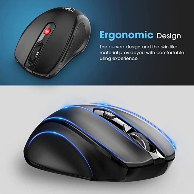 VicTsing Wireless Gaming Mouse Ergonomic 5 Adjustable DPI Levels 6 Buttons Black