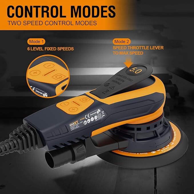 MAXXT Electric 5mm Random Orbital Sander with Tool Case and Brushless Motor