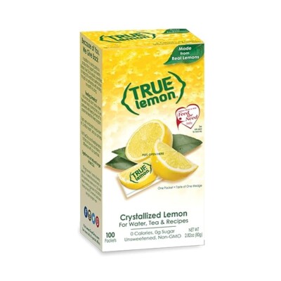 (100 Packets) True Lemon Sugar Free, On-The-Go, Caffeine Free Powdered Drink Mix
